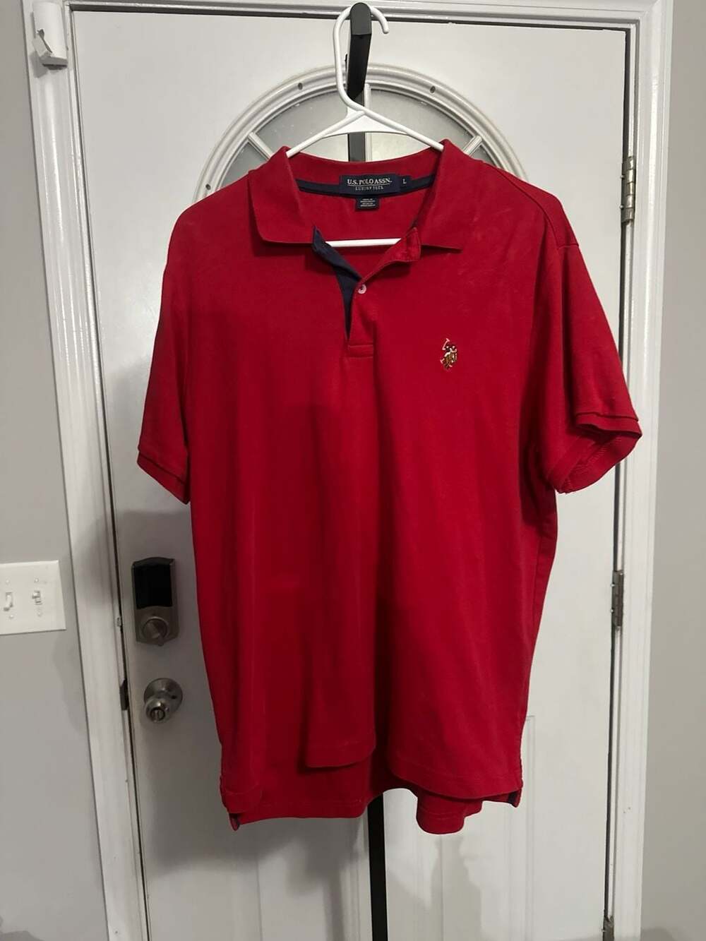 U.S. Polo Assn. Luxury Feel Red Short Sleeve Polo Shirt Size L #394